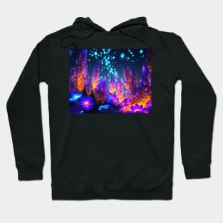 Abstract Neon night lit flower scene Hoodie